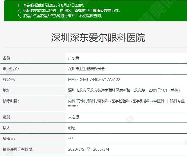 深圳深东爱尔眼科医院资质