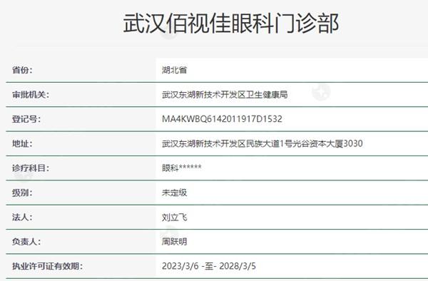 武汉佰视佳眼科医院资质