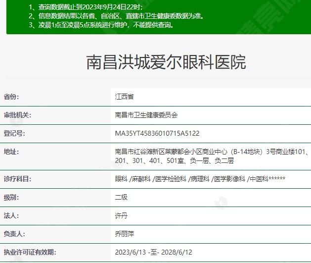 南昌洪城爱尔眼科医院资质