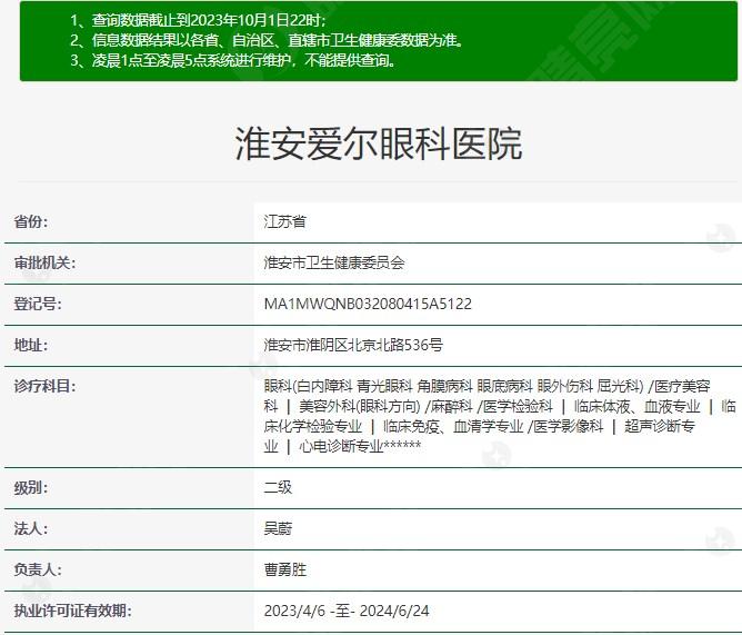 淮安爱尔眼科医院资质