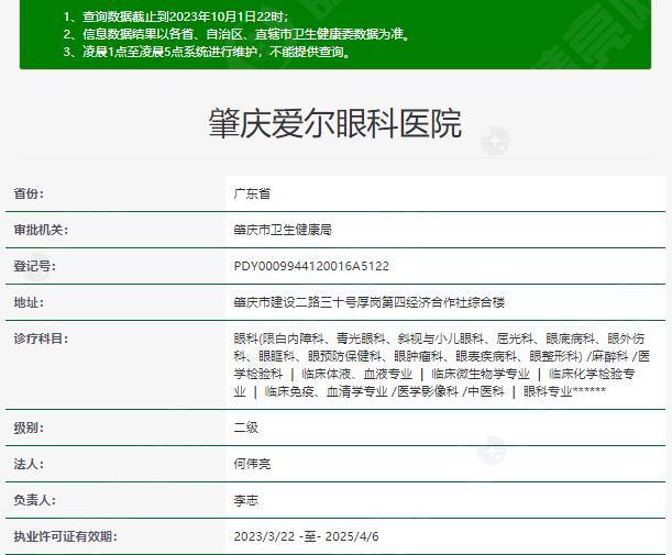 肇庆爱尔眼科医院资质