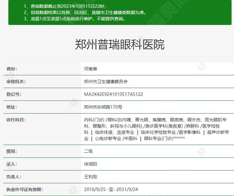 郑州普瑞眼科医院正规吗？是几级医院？