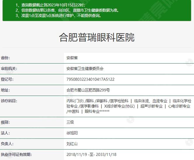 合肥普瑞眼科医院资质