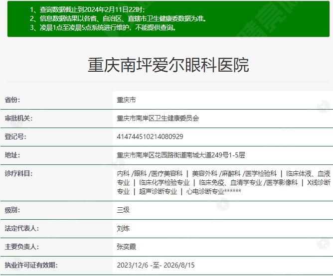 重庆南坪爱尔眼科医院资质