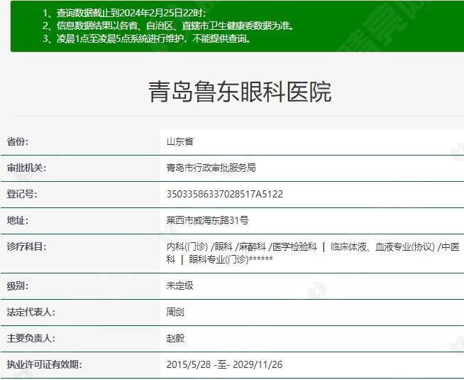 青岛鲁东眼科医院资质
