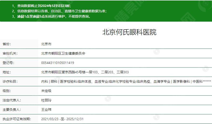 北京何氏眼科医院卫健委资质分享