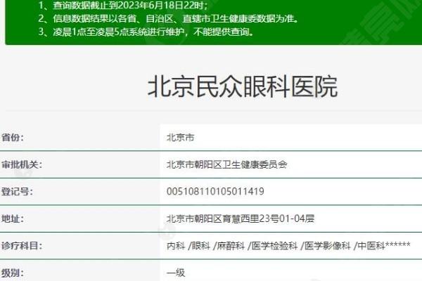 北京民众眼科医院地址在哪里？地址+交通+收费+医生全攻略