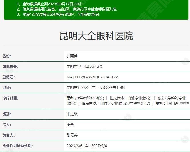 昆明大全眼科医院 收费合理很靠谱