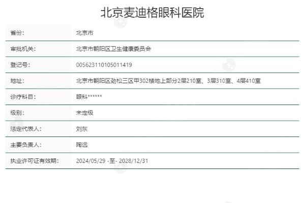 北京麦迪格眼科医院连锁正规吗？正规眼科手术技术出色业内闻名直接参考