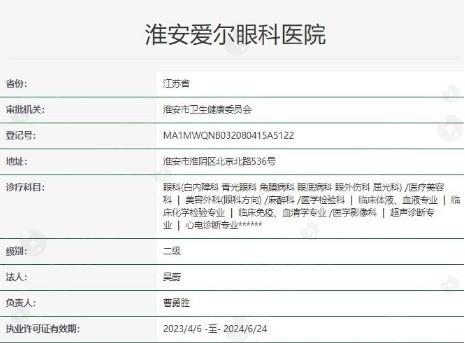 淮安爱尔眼科医院地址在哪里?位于淮阴区连锁眼科正规口碑好