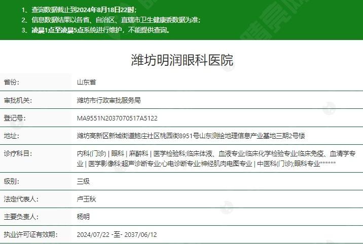 潍坊明润眼科医院靠谱吗?正规眼科,近视手术挺靠谱,白内障手术免费