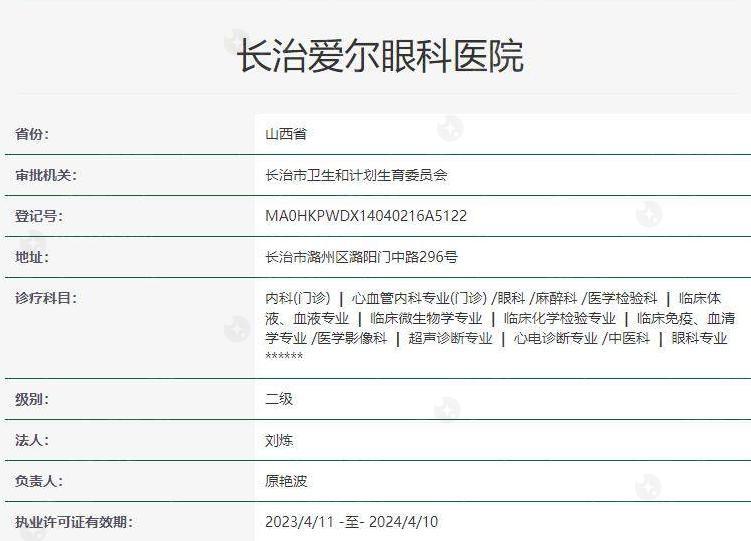 长治爱尔眼科医院近视手术费在8500元起,全飞秒/晶体植入是当地公认的实力派医院